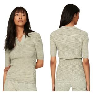 Holzweiler Top Smooth Knit Collared Polo Stretch Half Sleeve Green XS